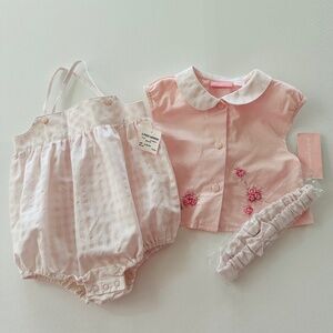 First Impressions 6-9 Months Baby Girl Pink Plaid Bodysuit Top Headband …